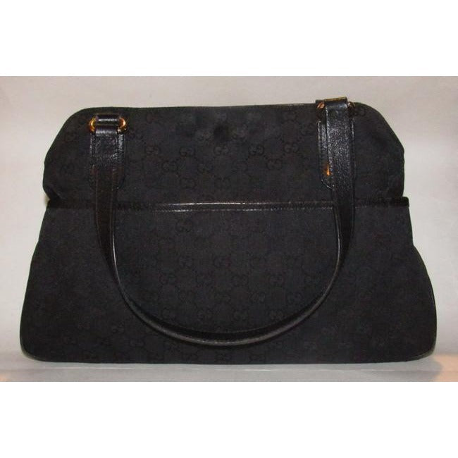 Gucci Vintage Pursesdesigner Purses Black Leather And Gg Leather Satchel