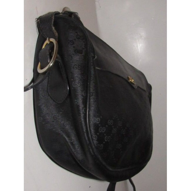 Gucci Vintage Pursesdesigner Purses Black With Small G Logo Print Coated Canvasleather Leathercoated