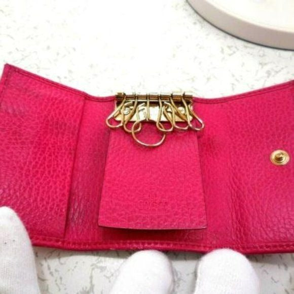 Gucci Hot Pink Leather Key Holders & Wallet