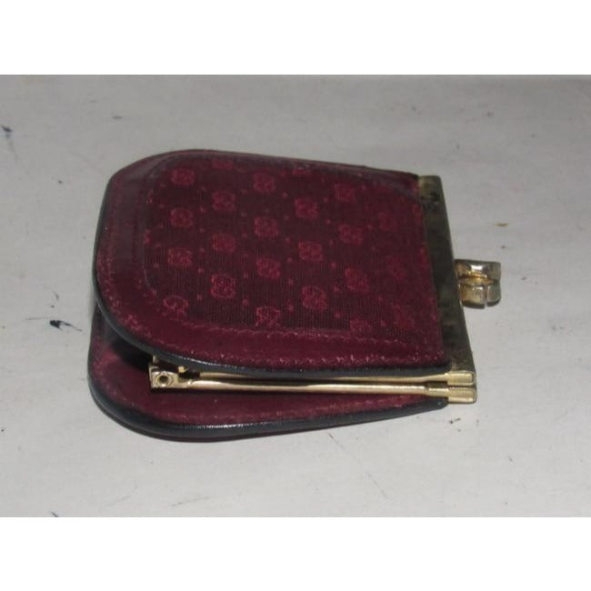 Gucci Burgundy Small G Logo Print Vintage Wallet