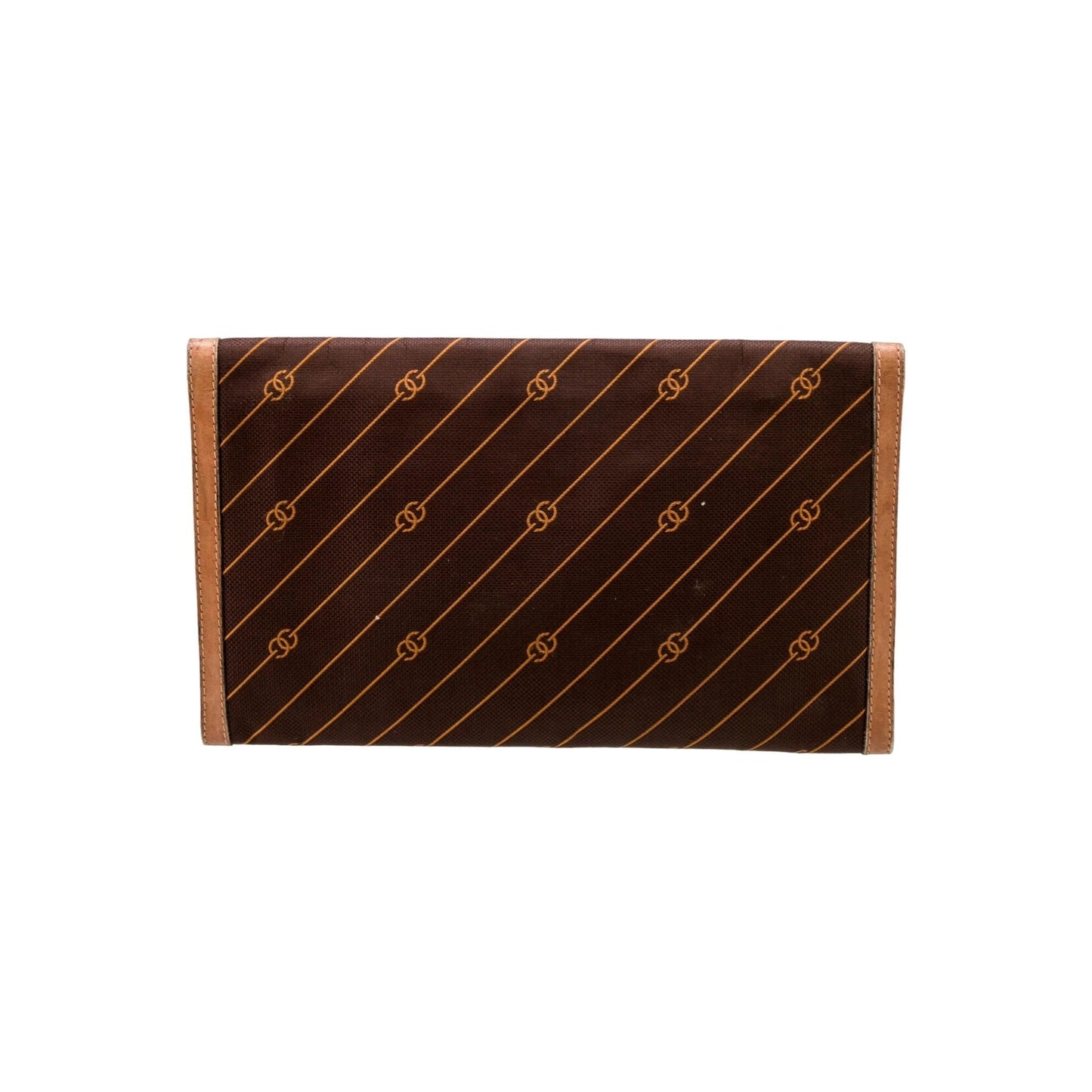 GUCCI early brown logo print XL asymmetrical envelope top clutch