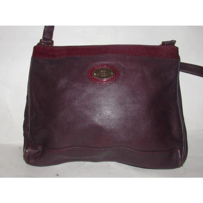 Gucci Purple Leather Shoulder Bag With Burgundy Snakeskin Accents