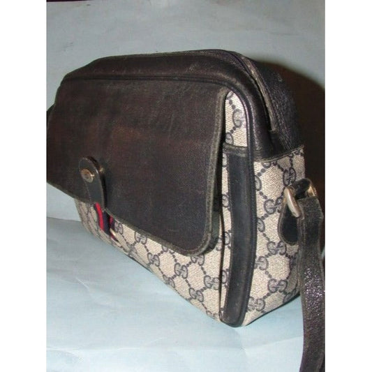 Gucci Early Accessory Collection School Bag Navy Blue Large G Logo Print Coated Canvas And Navy Blue