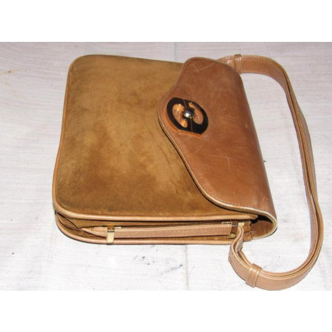 Gucci Vintage Pursesdesigner Purses Camel Suede And Leather Shoulder Bag