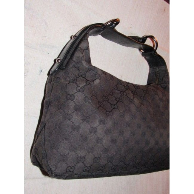 Gucci Vintage Pursesdesigner Purses Black Large G Logo Canvas And Black Leather Leathercanvas Hobo B