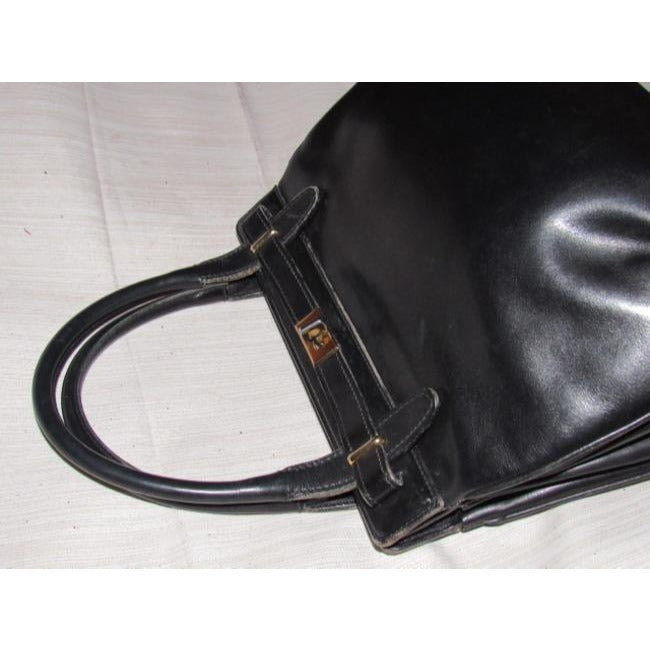 Gucci Padlock Top Handle Bag W Hinged Topcompartments Black Leather Satchel
