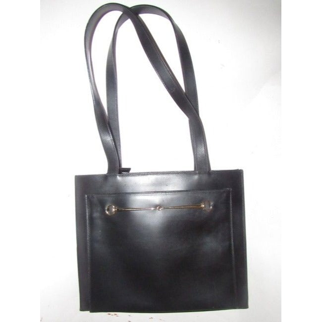 Gucci Tom Ford Era Black Leather Skinny Horse-bit Tote Bag