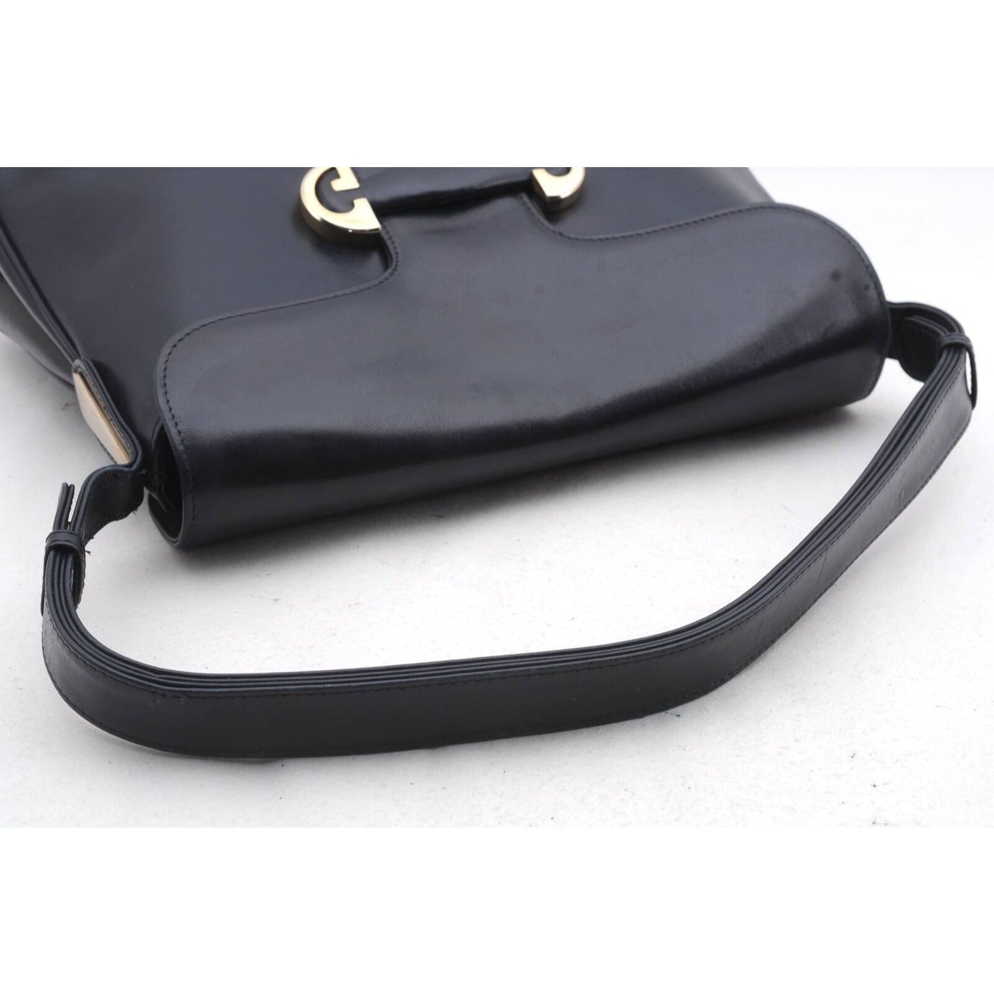 Gucci navy leather early Jackie shoulder bag with gold GG clasp