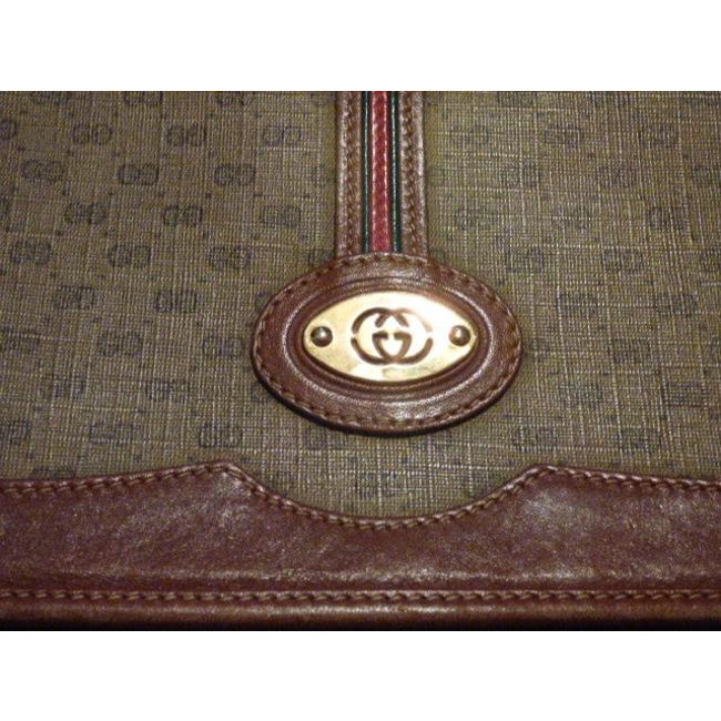 Gucci Vintage Pursesdesigner Purses Brown Leathersmall G Logo Print In Shades Of Brown With Redgreen