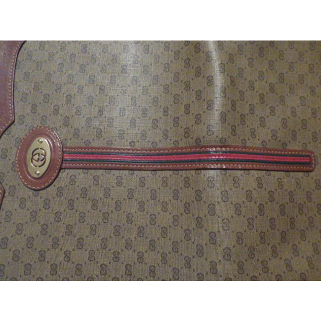 Gucci Vintage Pursesdesigner Purses Brown Leathersmall G Logo Print In Shades Of Brown With Redgreen