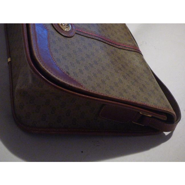 Gucci Vintage Pursesdesigner Purses Brown Leathersmall G Logo Print In Shades Of Brown With Redgreen