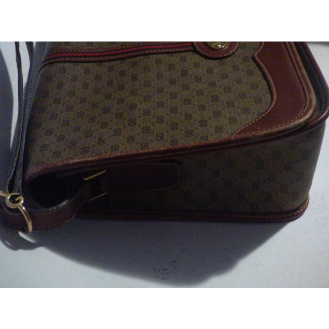 Gucci Vintage Pursesdesigner Purses Brown Leathersmall G Logo Print In Shades Of Brown With Redgreen