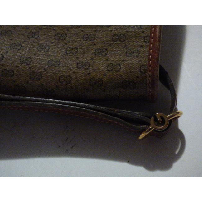 Gucci Vintage Pursesdesigner Purses Brown Leathersmall G Logo Print In Shades Of Brown With Redgreen