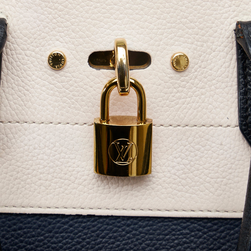 Louis Vuitton City Steamer MM Handbag M42496 Navy Beige Calf