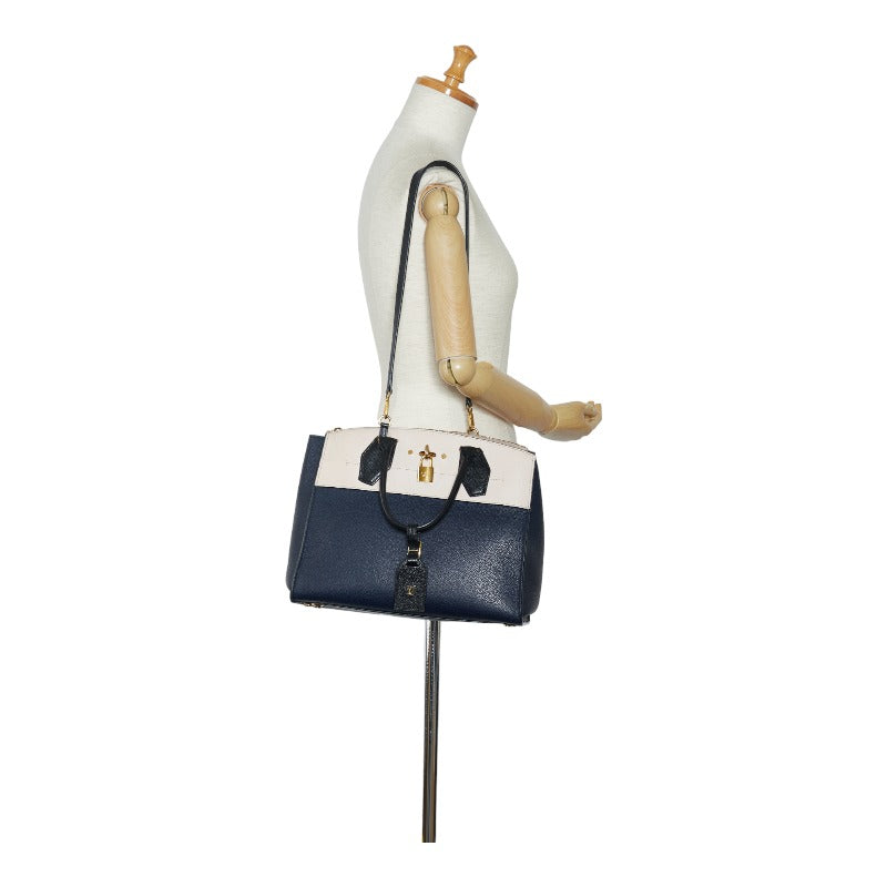 Louis Vuitton City Steamer MM Handbag M42496 Navy Beige Calf