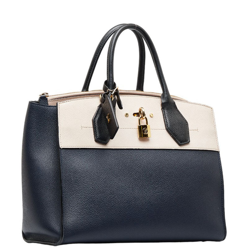 Louis Vuitton City Steamer MM Handbag M42496 Navy Beige Calf