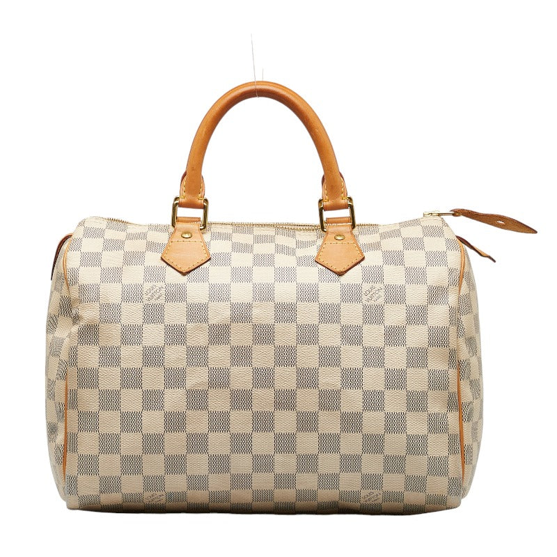 Louis Vuitton Damier Azur Speedy 30 Handbag N41533 White PVC Leather  Louis Vuitton