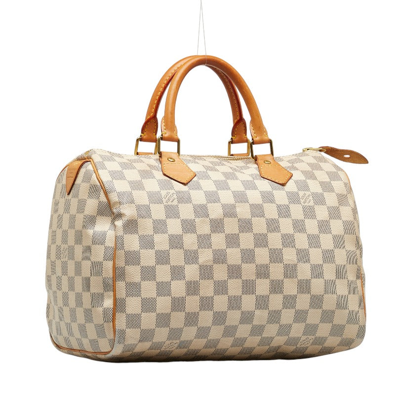 Louis Vuitton Damier Azur Speedy 30 Handbag N41533 White PVC Leather  Louis Vuitton