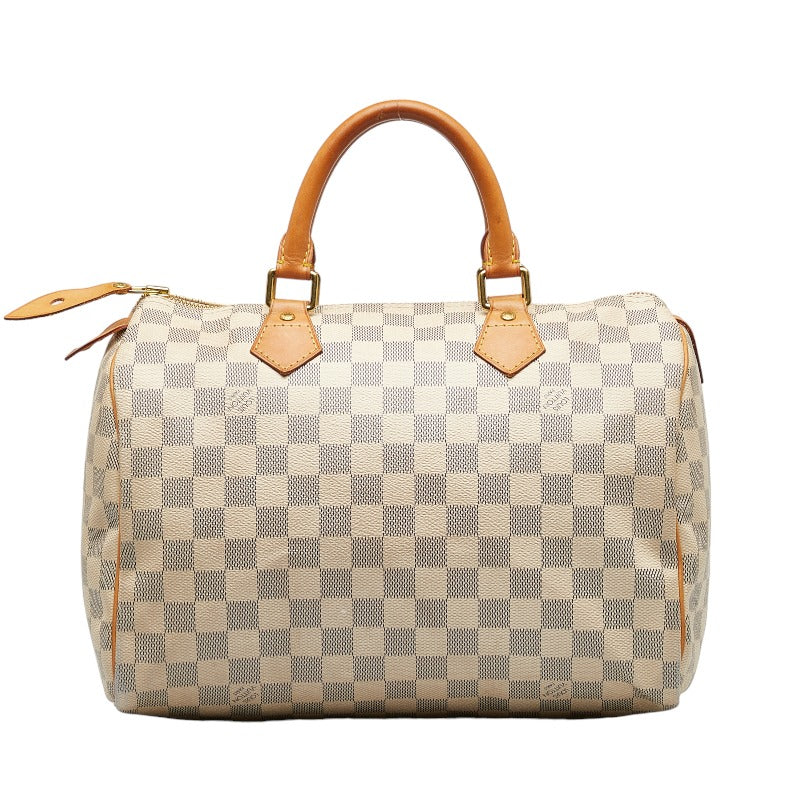 Louis Vuitton Damier Azur Speedy 30 Handbag N41533 White PVC Leather  Louis Vuitton