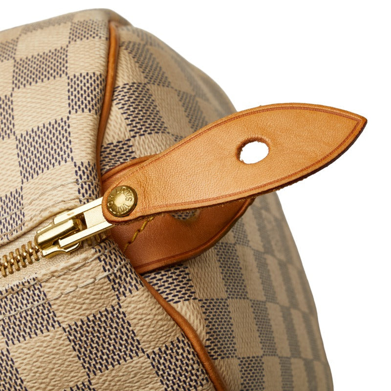 Louis Vuitton Damier Azur Speedy 30 Handbag N41533 White PVC Leather  Louis Vuitton