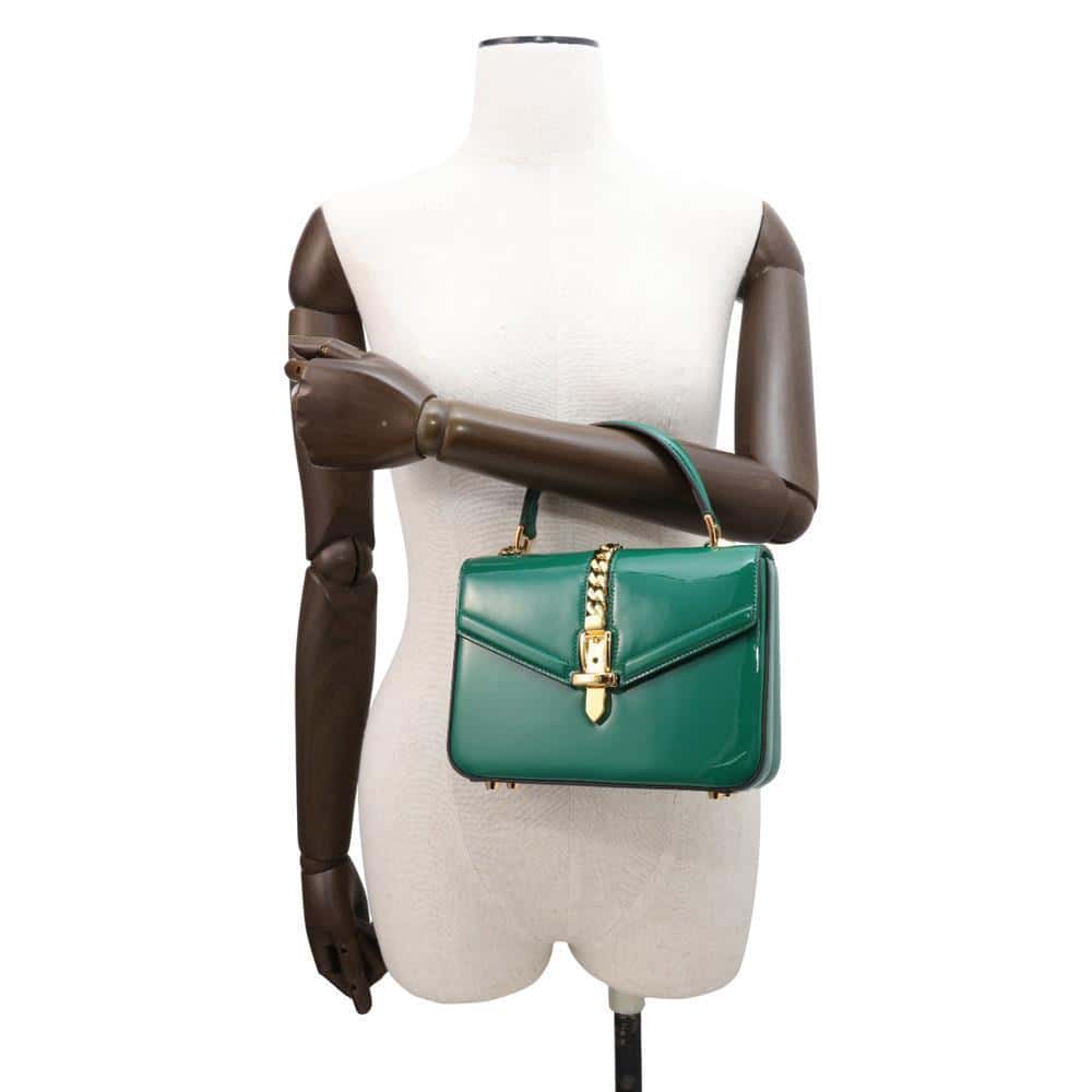 GUCCI 1969 Sylvie Green589479 Patent Leather