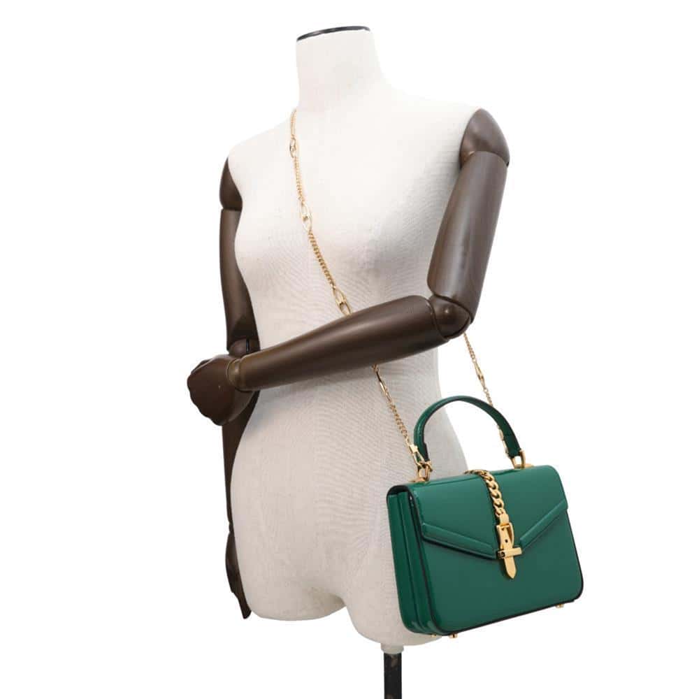 GUCCI 1969 Sylvie Green589479 Patent Leather