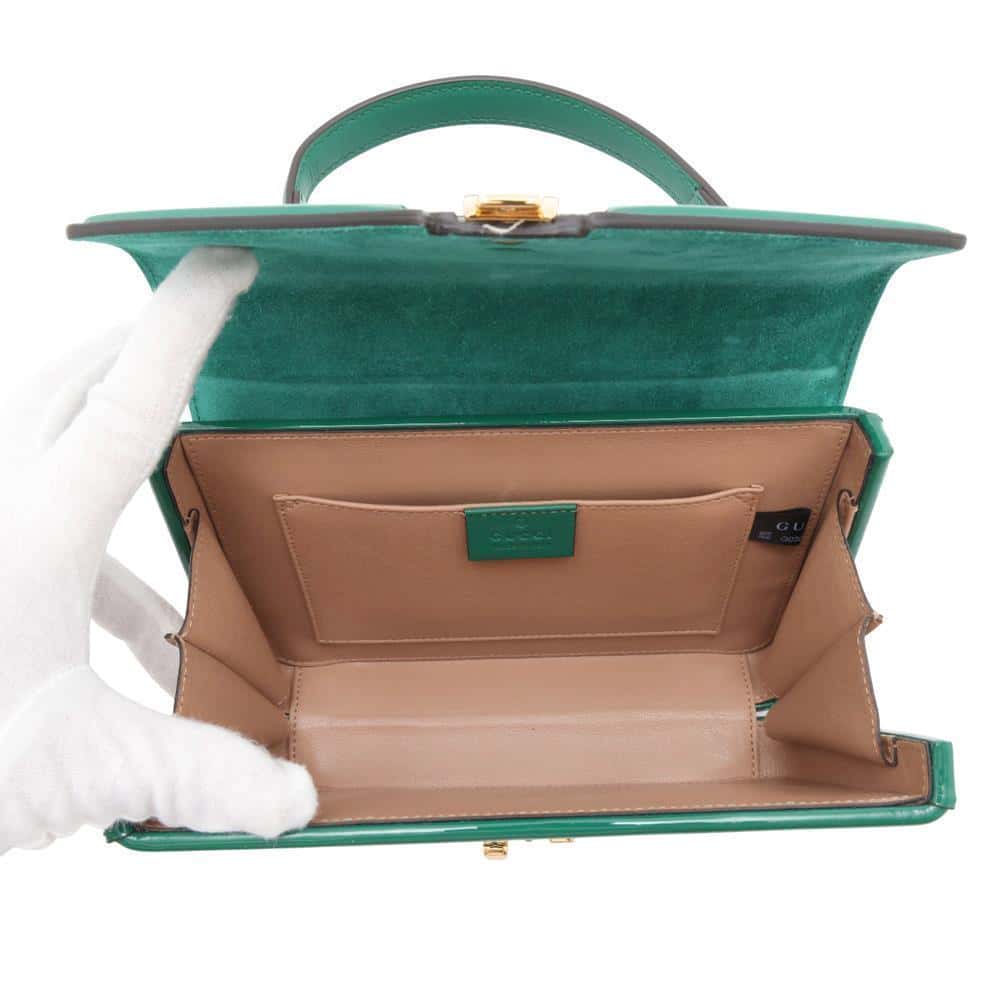 GUCCI 1969 Sylvie Green589479 Patent Leather