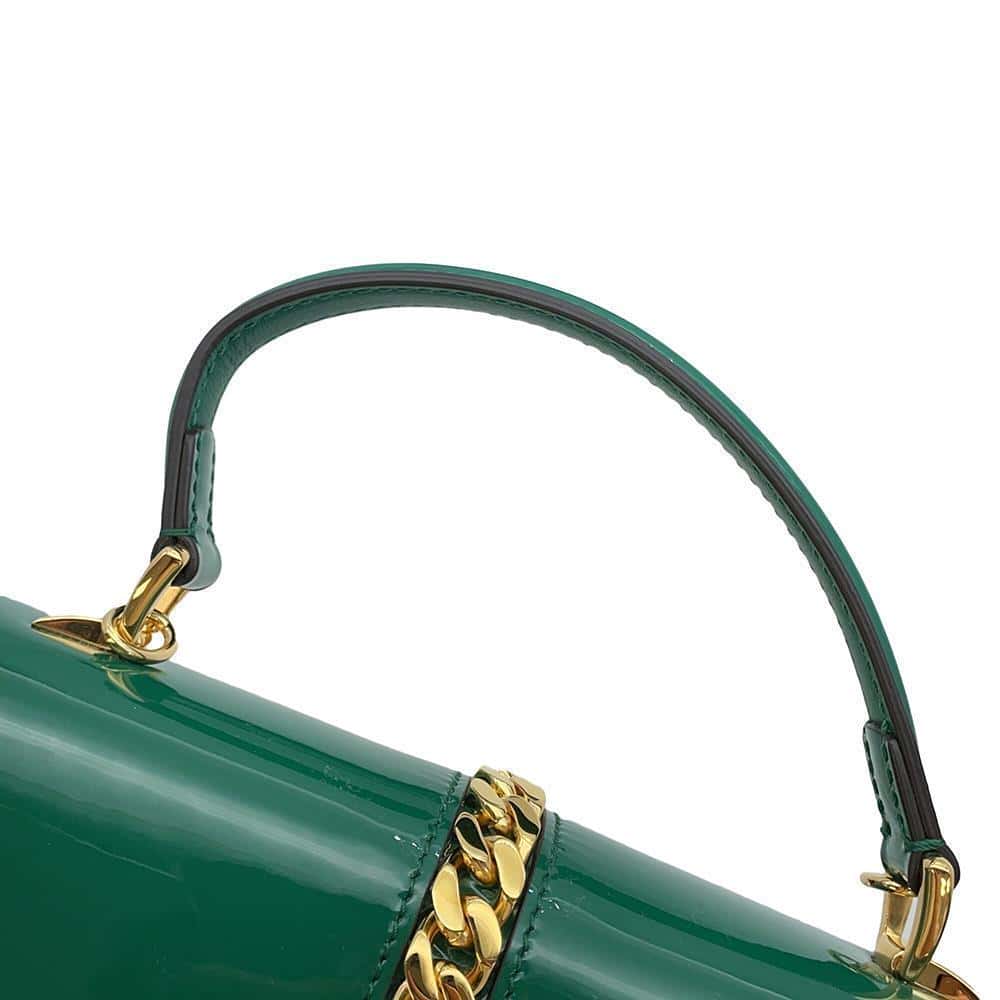 GUCCI 1969 Sylvie Green589479 Patent Leather