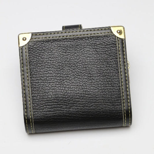 LOUIS VUITTON Bifold Wallet M91828 leather black Fastener Coin Pocket Suhari Compact zip mens(Unisex) Used