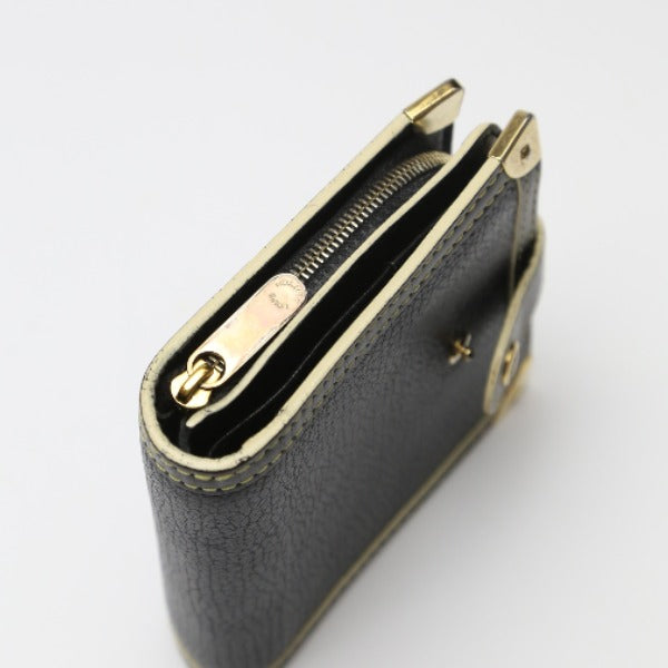 LOUIS VUITTON Bifold Wallet M91828 leather black Fastener Coin Pocket Suhari Compact zip mens(Unisex) Used