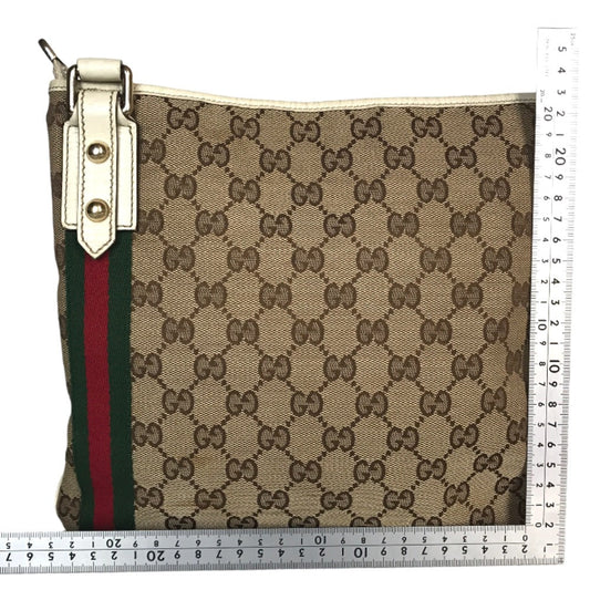 GUCCI Shoulder Bag 144388 001013 GG canvas Beige white Cross body Sherry line Women Used