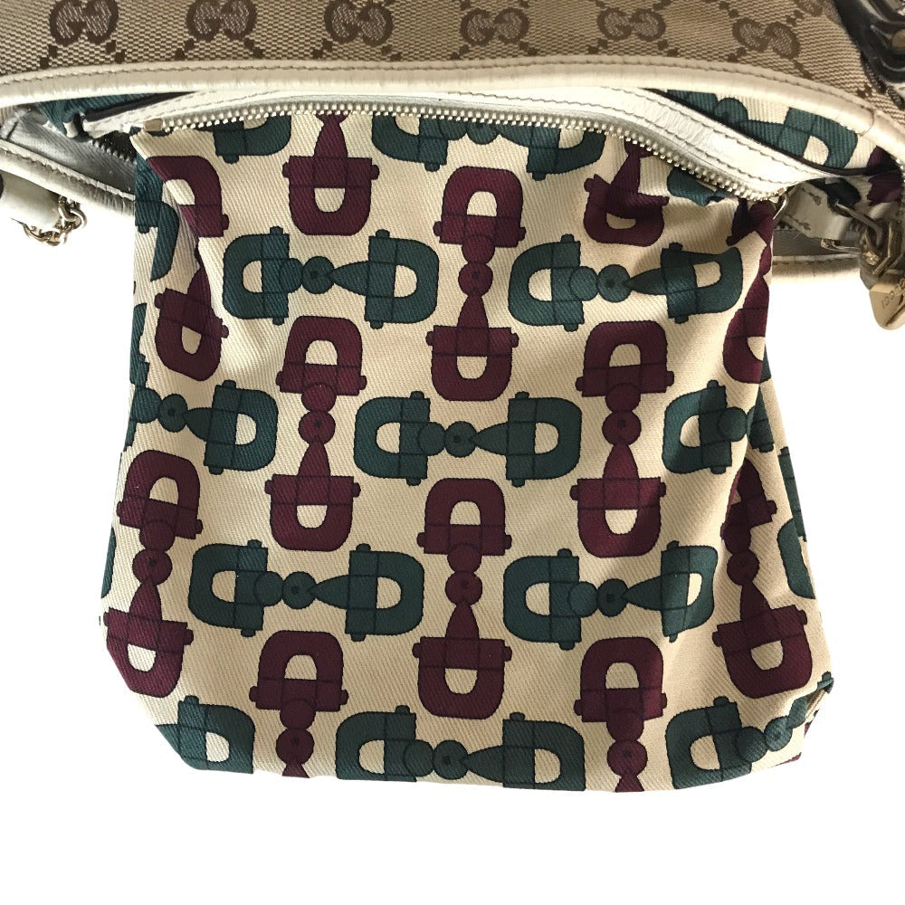 GUCCI Shoulder Bag 144388 001013 GG canvas Beige white Cross body Sherry line Women Used