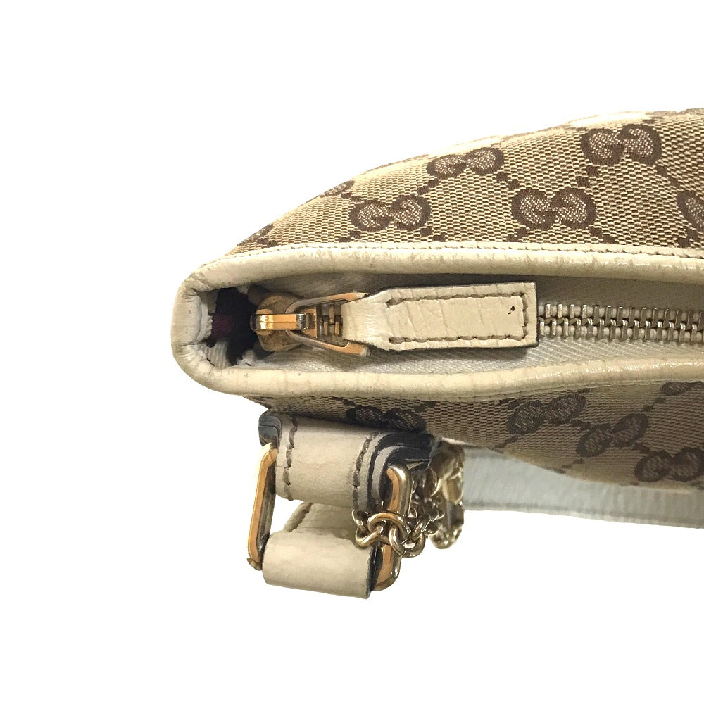GUCCI Shoulder Bag 144388 001013 GG canvas Beige white Cross body Sherry line Women Used