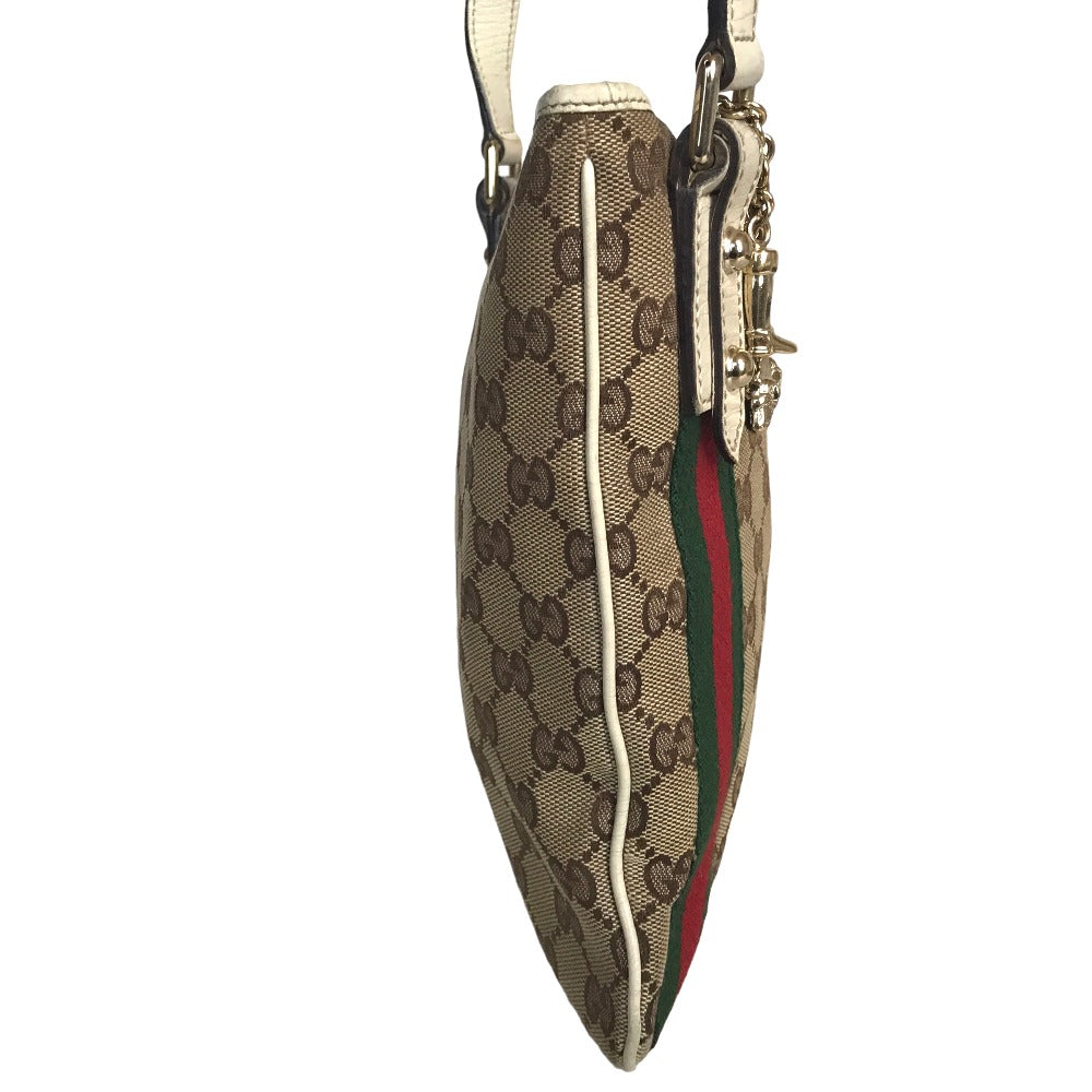 GUCCI Shoulder Bag 144388 001013 GG canvas Beige white Cross body Sherry line Women Used
