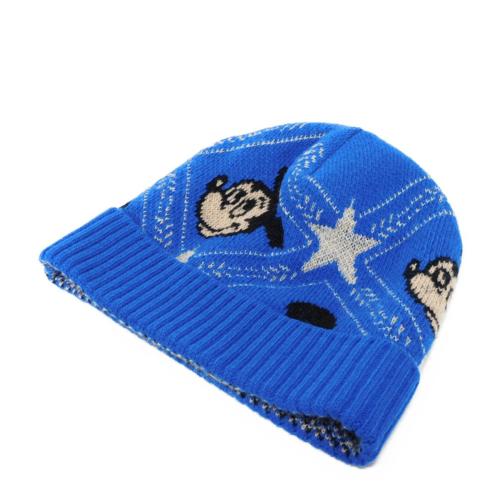 GUCCI Knit cap 604032 4GA50 4300 Wool: 90(%) x Alpaca: 10(%) blue Disney Mickey Mouse Women M Used