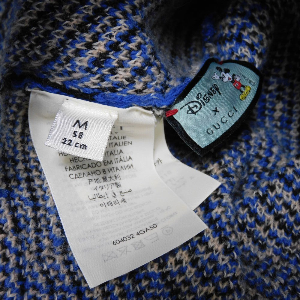 GUCCI Knit cap 604032 4GA50 4300 Wool: 90(%) x Alpaca: 10(%) blue Disney Mickey Mouse Women M Used