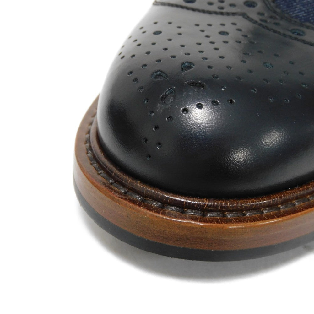 LOUIS VUITTON Dress shoes 1A3PDN Denim canvas x cowhide leather Indigo LV logo Voltaire Rhine Derby 5