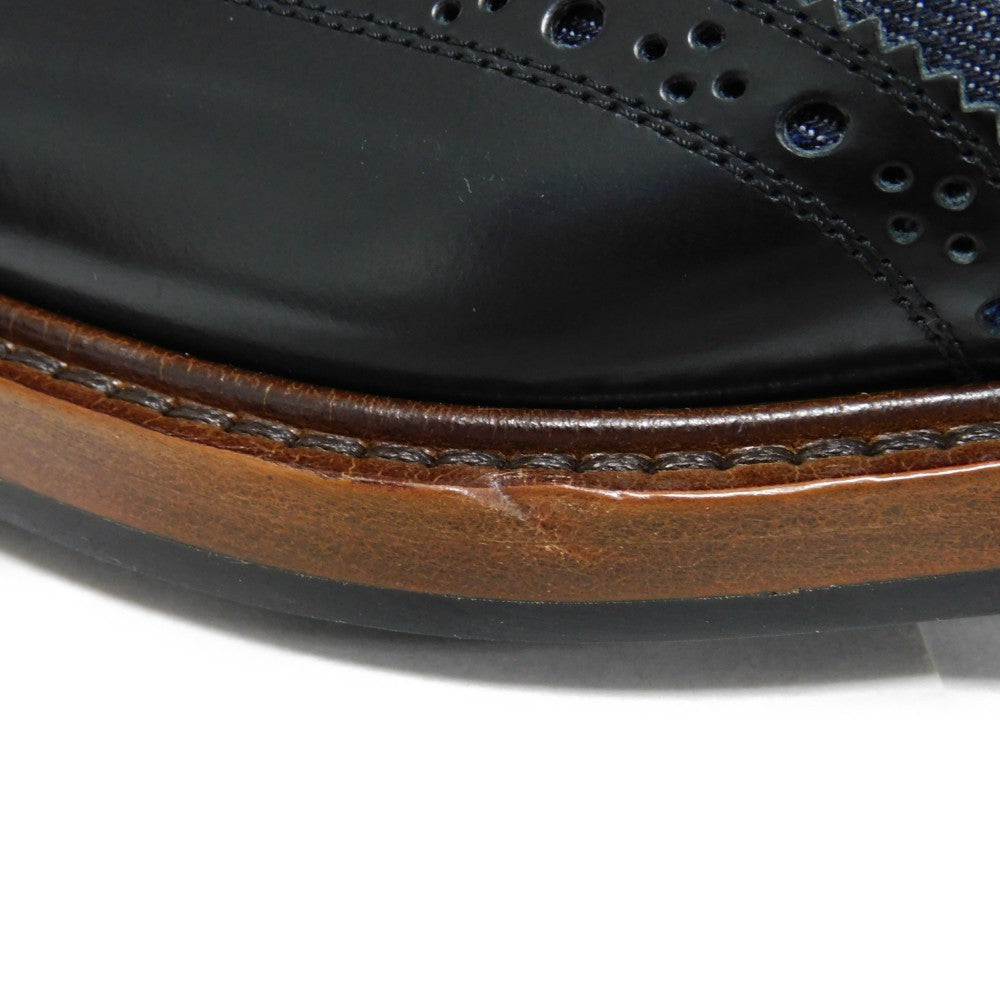 LOUIS VUITTON Dress shoes 1A3PDN Denim canvas x cowhide leather Indigo LV logo Voltaire Rhine Derby 5