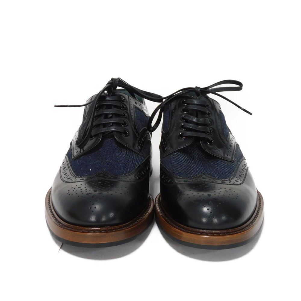 LOUIS VUITTON Dress shoes 1A3PDN Denim canvas x cowhide leather Indigo LV logo Voltaire Rhine Derby 5