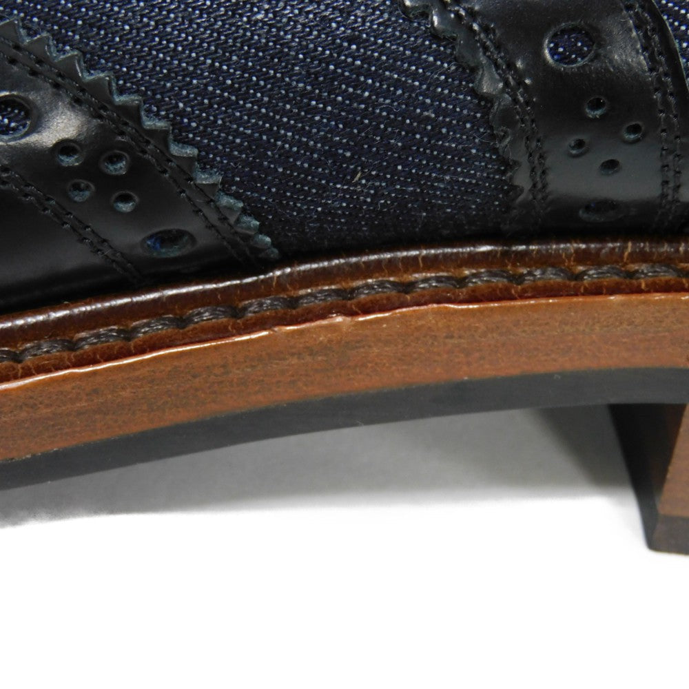 LOUIS VUITTON Dress shoes 1A3PDN Denim canvas x cowhide leather Indigo LV logo Voltaire Rhine Derby 5