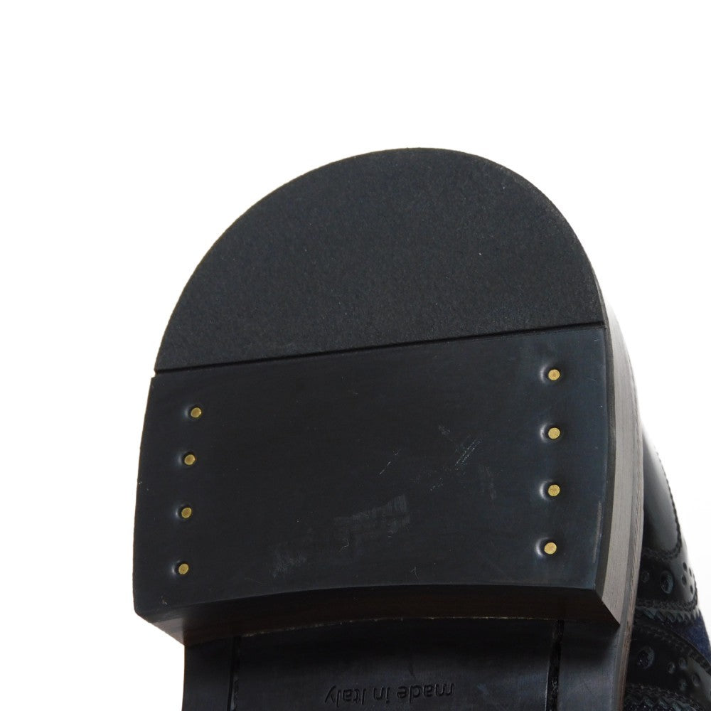 LOUIS VUITTON Dress shoes 1A3PDN Denim canvas x cowhide leather Indigo LV logo Voltaire Rhine Derby 5