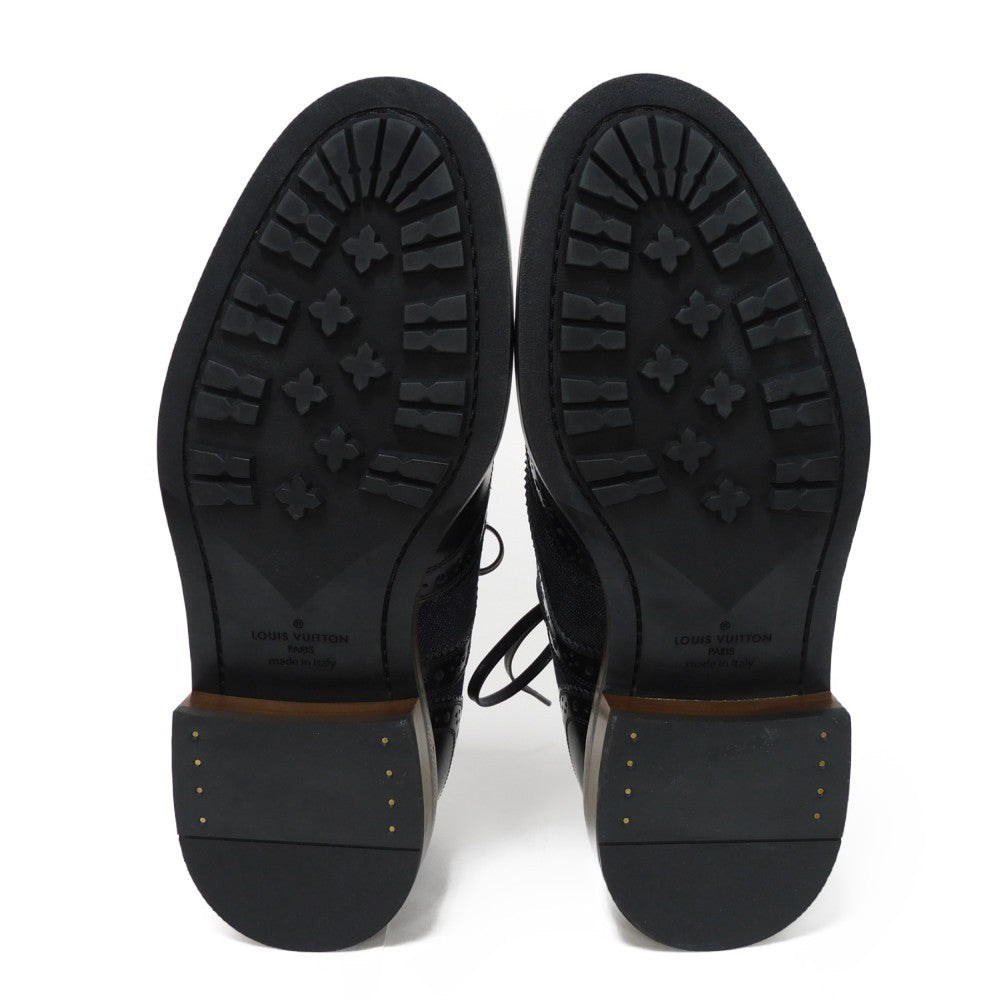 LOUIS VUITTON Dress shoes 1A3PDN Denim canvas x cowhide leather Indigo LV logo Voltaire Rhine Derby 5
