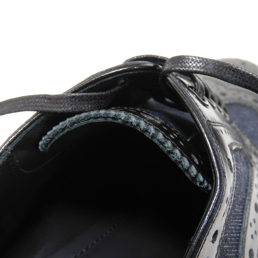 LOUIS VUITTON Dress shoes 1A3PDN Denim canvas x cowhide leather Indigo LV logo Voltaire Rhine Derby 5
