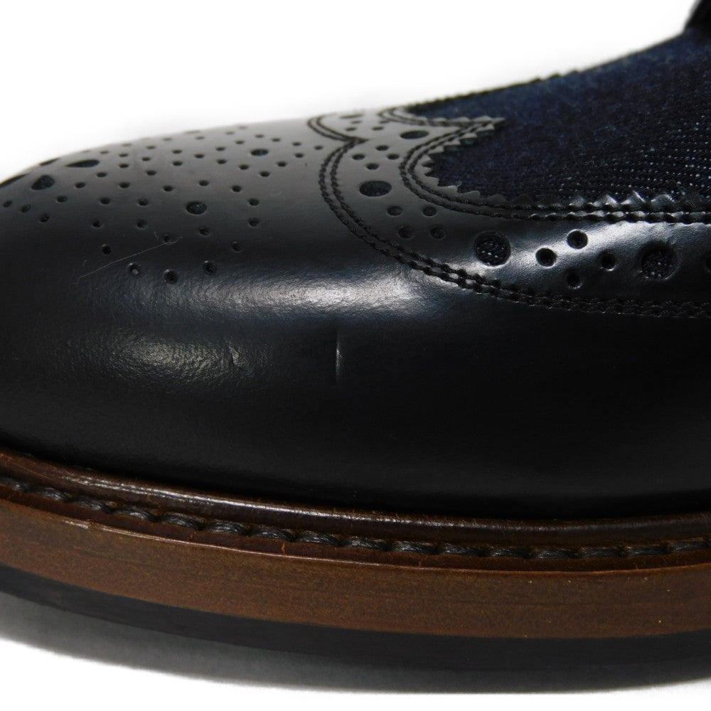 LOUIS VUITTON Dress shoes 1A3PDN Denim canvas x cowhide leather Indigo LV logo Voltaire Rhine Derby 5