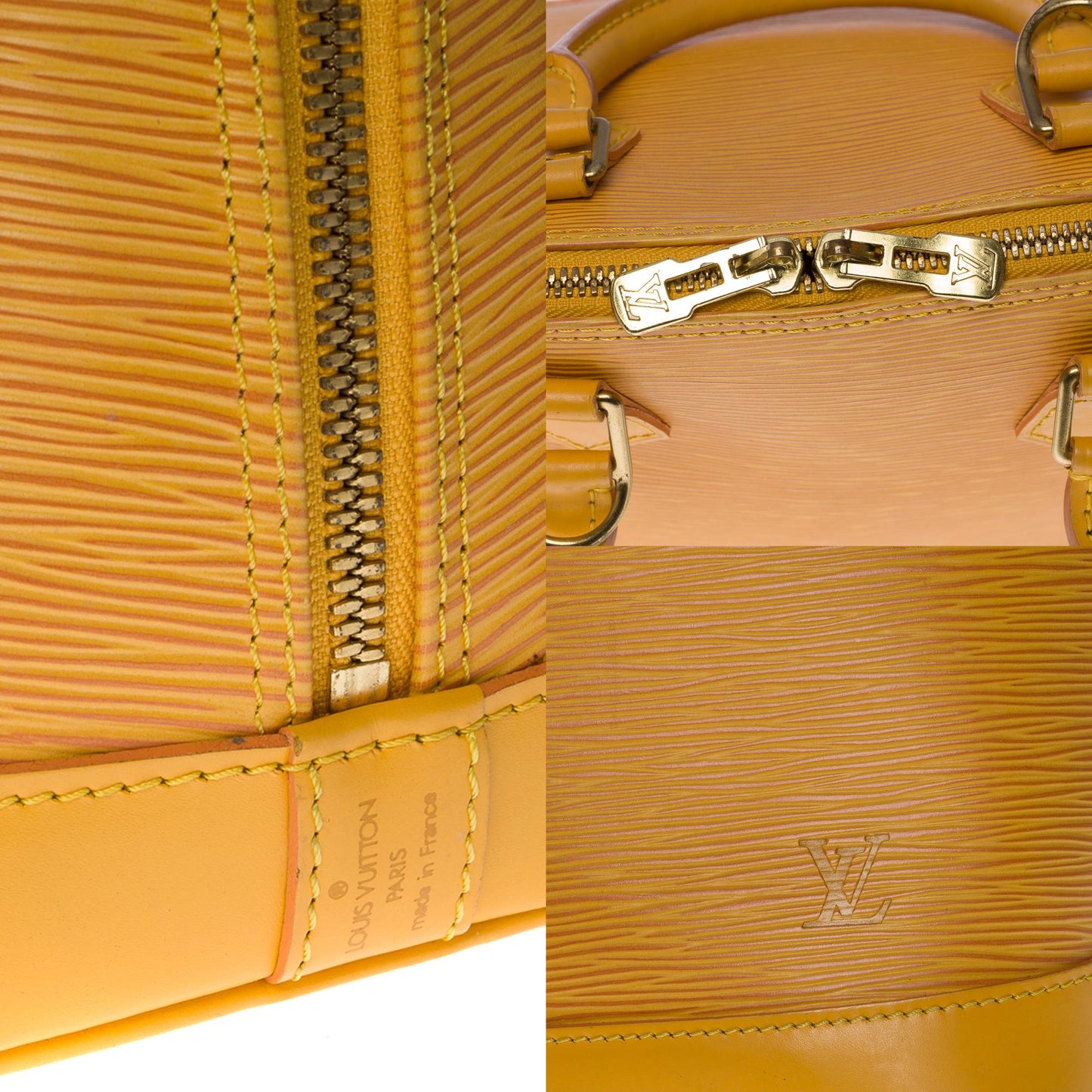 LOUIS VUITTON Alma handbag in Yellow epi leather with gold hardware