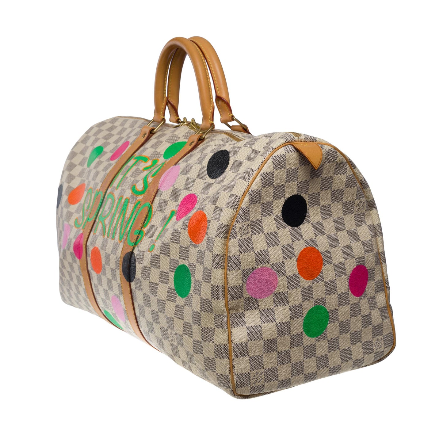 LOUIS VUITTON Customized "Summer X Spring" Keepall 50 travel bag in azure canvas