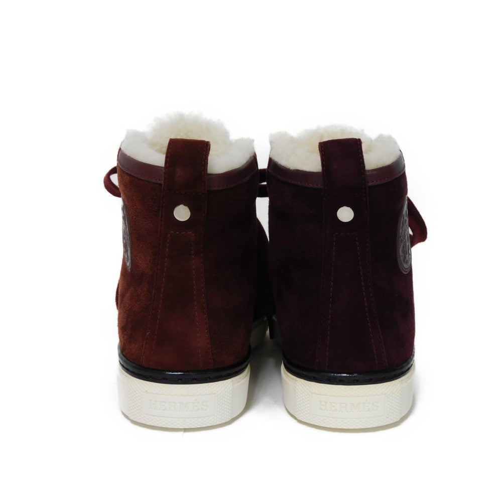 HERMES sneakers suede Bordeaux Bookplate Jimmy 35