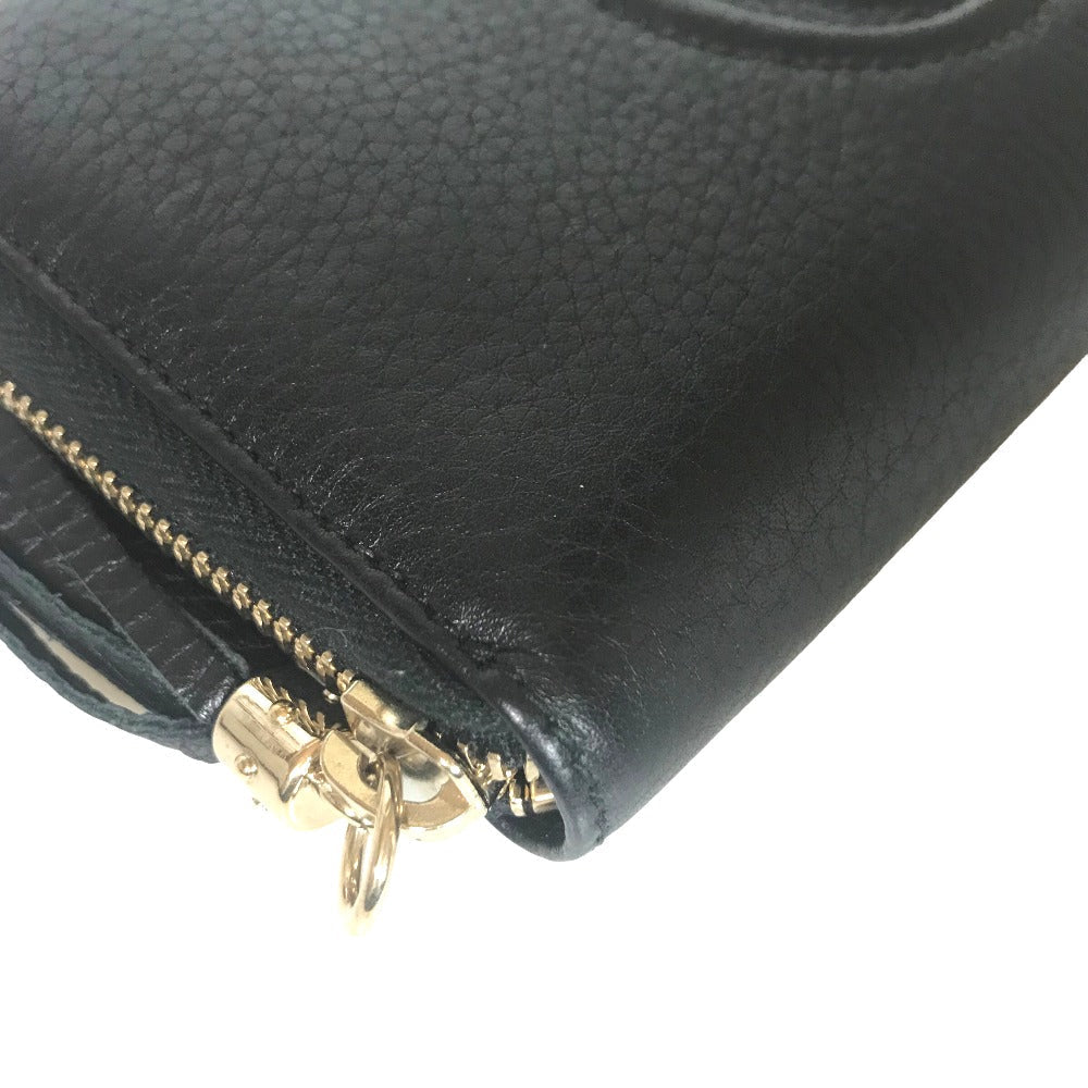 GUCCI Long Wallet Purse 308004 0359 leather black Round zip Soho Women Used