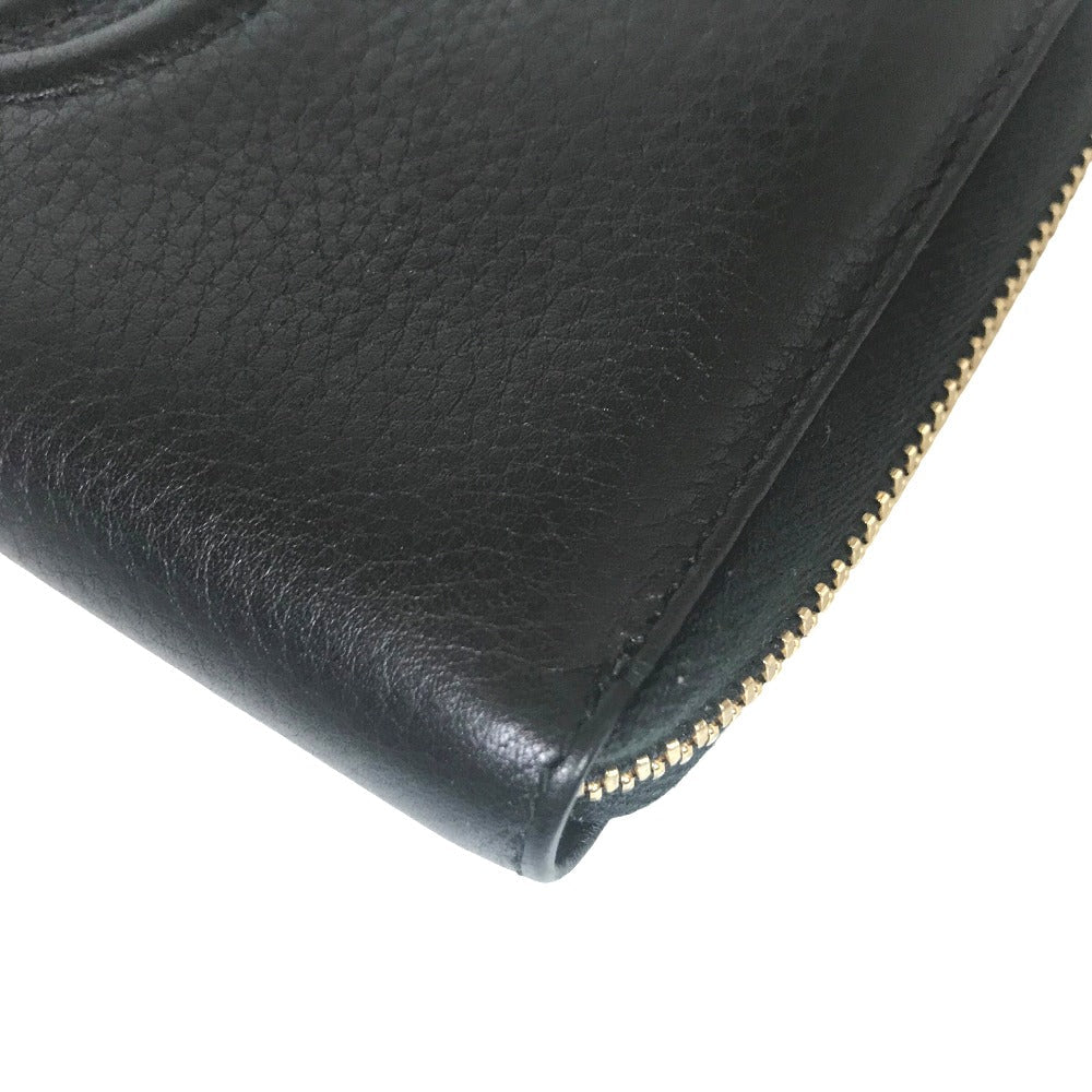 GUCCI Long Wallet Purse 308004 0359 leather black Round zip Soho Women Used