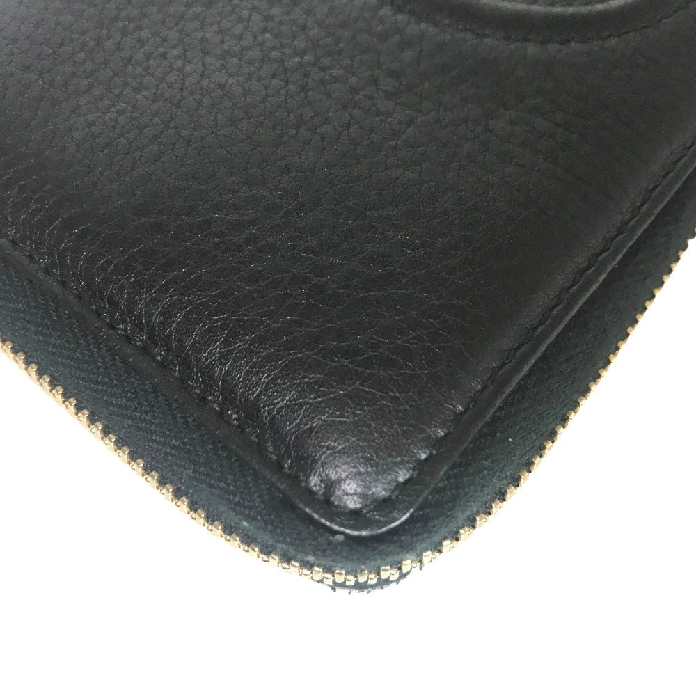 GUCCI Long Wallet Purse 308004 0359 leather black Round zip Soho Women Used